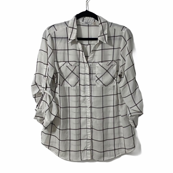 Dex White/Burgundy/Black Long Sleeve Button Down - Picture 1 of 7